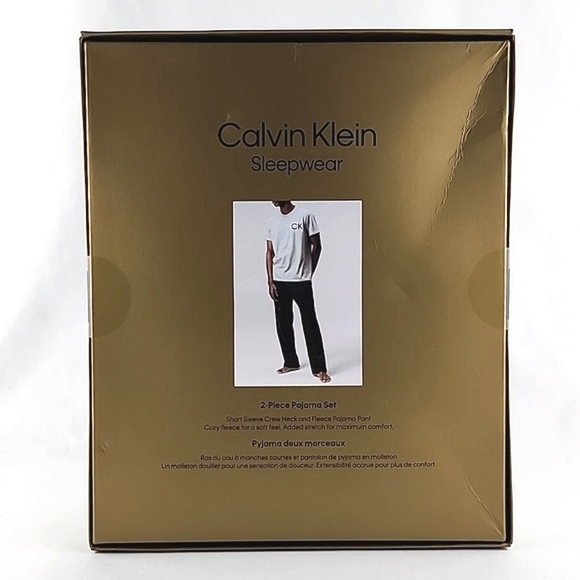 Calvin Klein Men's 2-Piece PJ Set T-Shirt Fleece Pant Red Black Plaid Size Small - Picture 4 of 10